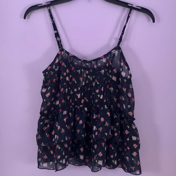 Aeropostale Tops - NWOT Black Floral Tank Top